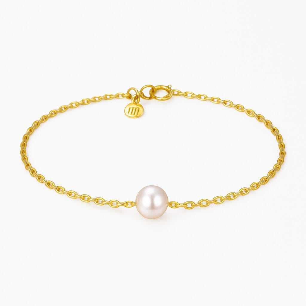Round Pearls Chain Bracelet in 14K Gold BY Miss L